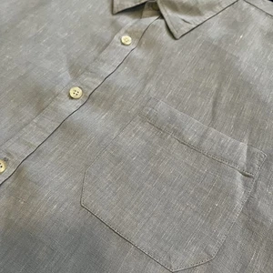 Camisa MURANO Para Hombre XL 100% Lino Abotonada Bolsillo Frontal Manga Larga Polvo Azul - Imagen 1 de 11