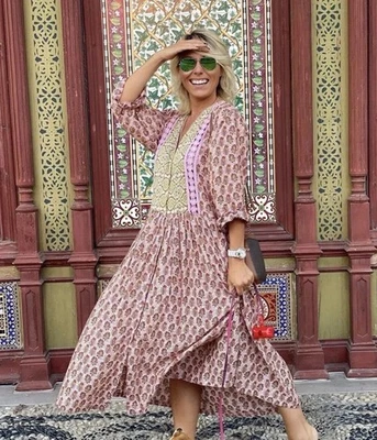 Zara Womens Floral Print A Line Sun Dress Multi Colored Cotton  Small Oversized - Image 1 of 4