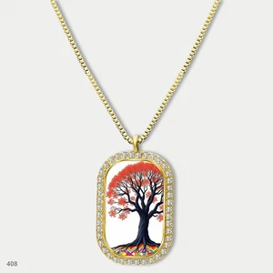 Increíble Colorido Árbol de la Vida Colgante Collar Cadena Gráfico Etiqueta de Perro Cadena Regalo - Imagen 1 de 4