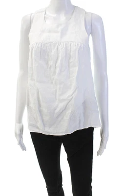 Blusa blanca James Perse para mujer cuello redondo sin mangas detalle reunido talla 1 Foto 1 de 4