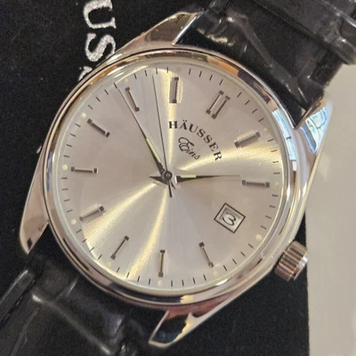Reloj vintage para hombre ""HÄUSSER"" EINS German Classic STEEL fecha 38 mm... - Imagen 1 de 4
