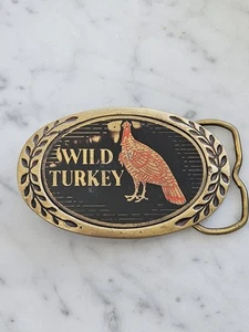 1980 Vintage Wild Turkey Bourbon Whiskey Solid Brass Belt Buckle Aminco Heritage - Picture 1 of 6
