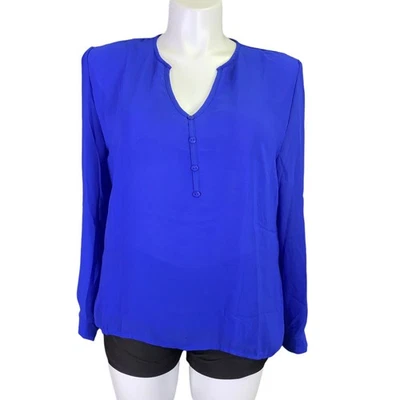 Boutique Womens Nearly Sheer Blouse Top Shirt Royal Blue 4X Fits Like 1X - Image 1 of 4