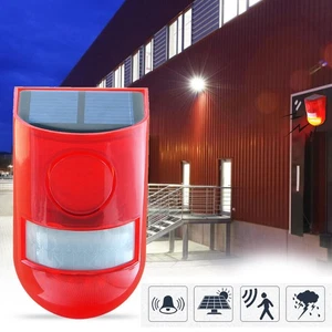 Solar Alarm Blitzlicht Bewegungsmelder Garden Sound Strobe Lamp 110DB Waterproof - Bild 1 von 11