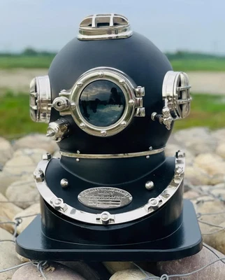 Casco de buceo negro de la Marina de los Estados Unidos casco de buceo marino pesado coleccionable Foto 1 de 4