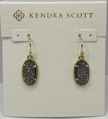 Brincos Kendra Scott Lee platina gota drusa tom dourado - Imagem 1 de 4