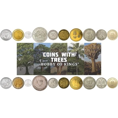 10 Mixed Coins with Trees | Featuring Palm, Oak, Fig, Cedar and More - Image 1 of 3