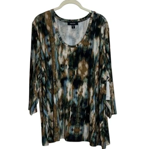 Karen Kane Dandy Girl Side Slit Top 2X Abstract Print Viscose Blend Scoop Neck - Picture 1 of 7