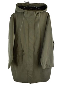 Zara Womans Rubberised Rain Hooded Anorak Mac Jacket Size L Grey - Picture 1 of 11