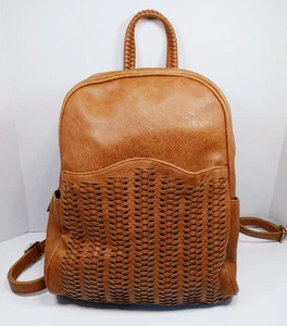 Zaino Cammello Medio Antik Kraft Cinghie Regolabili Marrone Intrecciato Pelle PU - Foto 1 di 20