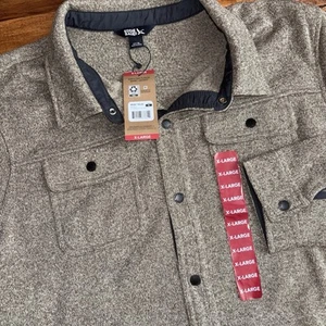 Eddie Bauer Shacket Men XL Sweater Shirt Jacket Brown Fleece Lined Pocket NEW - Picture 1 of 9