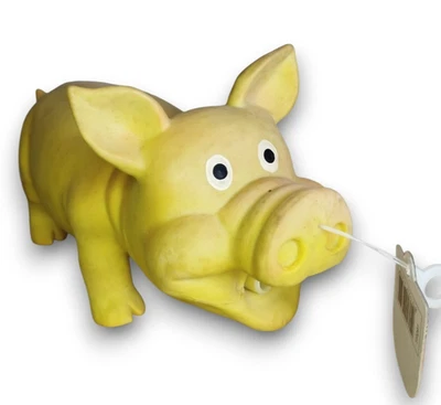 Gioco cane maialino in lattice sonoro che grugnisce 23 cm giallo resistente - Immagine 1 di 3