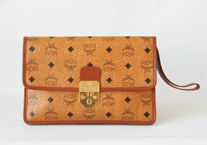 MCM Visetos Cognac Brown Multi Purpose Clutch Bag,Whislet Wallet - Picture 1 of 9