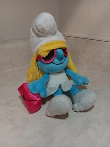 Smurfette Blue Bean Bag Plush Toy 2013 The Smurfs Movie 8" Doll Pink Purse Jakks - Picture 1 of 7