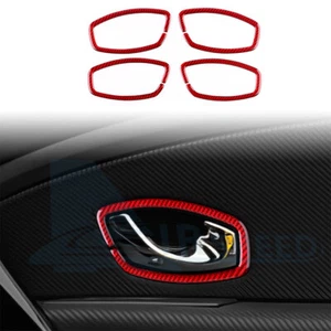 4PCS For Renault Megane 2009-2014 Red Carbon Fiber Inner Door Handle Frame Trim - Picture 1 of 9