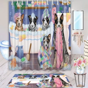 Halloween Australian Cattle Hund Badematte & Duschvorhang Combo Badewanne Bildschirme - Bild 1 von 13