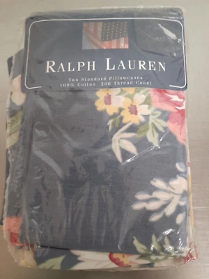 Vintage Ralph Lauren Kimberly Floral Blue Standard Pillowcases-New OLD STOCK - Image 1 of 4