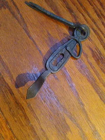 Original Antique 19th Century Wrought Iron Hasp With finger Lock,SALVAGED Cover