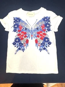 Gucci - Girls White Cotton Shirt with Multicolor Butterfly Print - Bild 1 von 4