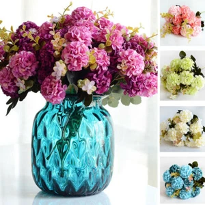 10 Cabezas Flores Falsas Seda Artificial Hortensia Boda Ramo Fiesta Decoración - Imagen 1 de 17