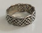 Vintage Old No Stamp 925 Sterling Silver Tested Celtic knot Religious Band ￼Ring
