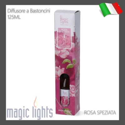 DIFFUSORE PROFUMO PER CASA AMBIENTE A BASTONCINI 125ML FRAGRANZA ROSA SPEZIATA - Immagine 1 di 2