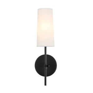 Living District LD6004W5BK Black Wall Sconce Light Fixture with White Shade - Picture 1 of 4