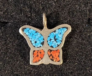 Vintage Nickle Silver PENDENTS Butterfly Resin Filled Various Sizes - Picture 1 of 1