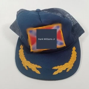 Hank Williams Jr Hat RARE Vtg Flag 80s Mesh Trucker Snapback Scrambled Eggs Leaf - Picture 1 of 5