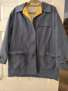 Womens M&S Vintage Navy Windbreaker Nylon Jacket Coat UK 12 - Picture 1 of 9