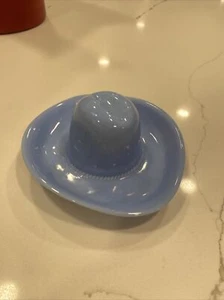 Vintage Jeanette Delphite Glass USA Cowboy Hat Trinket Dresser Coin Ashtray Dish - Picture 1 of 17