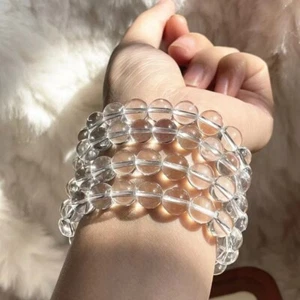 Clear Quartz Beaded Bracelet Natural Healing Crystal Bracelet Women Men Gift - Picture 1 of 5