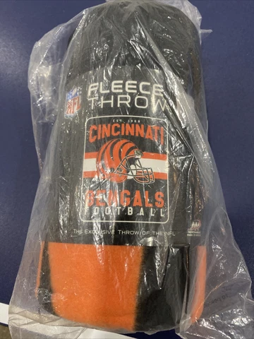 New NFL Cincinnati Bengals Helmet Logo Soft Fleece Throw Blanket 40”X 60" 1968 Cover