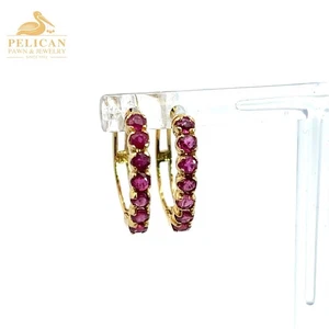 Ruby Hoop Earrings 14K Yellow Gold (PPJ053137) - Picture 1 of 4