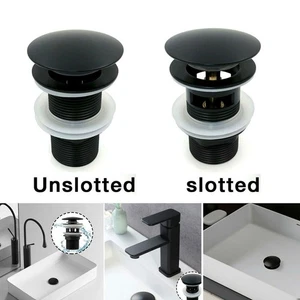 Dome Slotted Unslotted Waste Stainless Click Clack Basin Sink Pop Up Plug Push - Bild 1 von 32