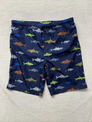 Pantalones cortos de natación Lands End Husky XL para niños 18H-20H azules tiburones forrados de surf Foto 1 de 4