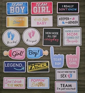 20designs 10pcs Gender Reveal Photobooth PVC Props, Baby Shower photobooth PROPS - Picture 1 of 8