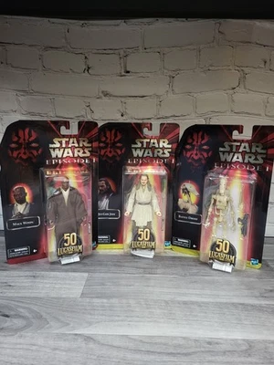Star Wars Episodio Uno Negro 6” 50th Battle Droid Mace Windu Qui-Gon Jinn Lote Nuevo Foto 1 de 4