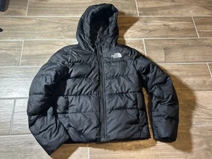 The North Face 550 Down Puffer Jacket Reversible Hooded Youth Girls Small 7/8 - Picture 1 of 8