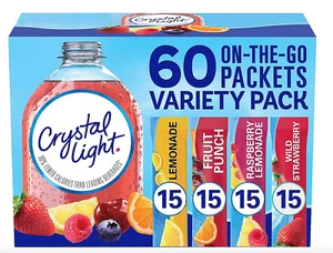 Crystal Light 4 Flavor Variety Pack On-the-Go Drink Mix 60-Count Lot - Picture 1 of 5