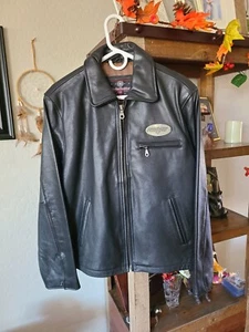 Harley-Davidson Cafe Motorcycles Biker Leather Jacket Size Medium- CLEAN - Picture 1 of 9