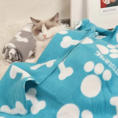 Mantas para mascotas para perros y gatos pequeños - Vellón suave transpirable y cómodo - Azul Foto 1 de 4