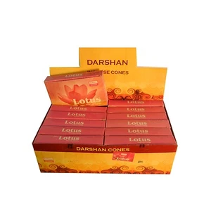 Cônes d'Encens Darshan Lotus 12 boîtes Parfum d'intérieur Indien avec Coupelle - Imagen 1 de 2