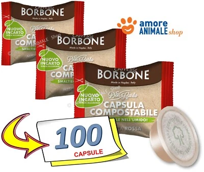 100 Capsule → Caffè Borbone Compostabili Don Carlo Miscela ROSSA Compat MODO MIO - Immagine 1 di 2