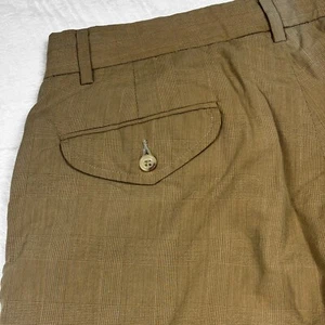 VTG Polo Ralph Lauren Plaid Pants 33x32 Brown Tan Pleated Cuffed Tartan *READ* - Picture 1 of 19