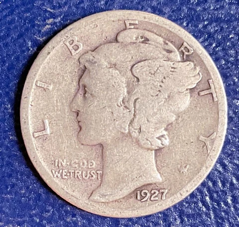 1927-P Mercury Dime Solid Better Tough Early Date 90% Silver Coin #D345 Cover