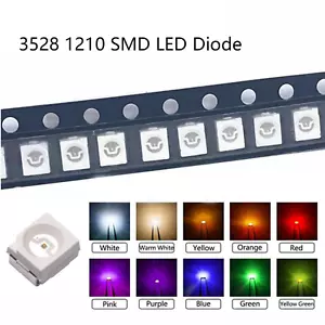 50PCS 1210 (3528) White Blue Red Light PLCC-2 SMD SMT LED Diodes Ultra Bright - Picture 1 of 6
