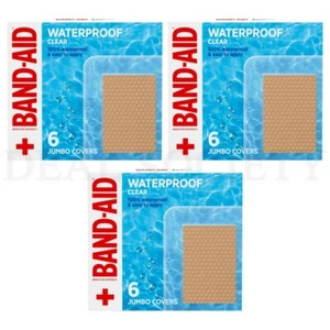 BAND-AID Brand Clear Waterproof Adhesive Bandages Jumbo Covers 6 ct Lot of 3 - Picture 1 of 6