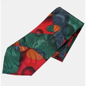 Krawatte Abstrakt Geometrisch Grün Rot Blau Gold 56" L x 4" B - Bild 1 von 4