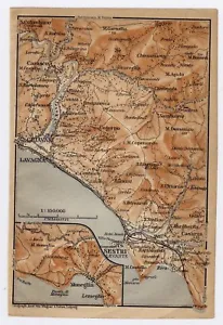 1906 ANTIQUE MAP OF VICINITY OF CHIAVARI LAVAGNA SESTRI LEVANTE LIGURIA ITALY - Picture 1 of 3